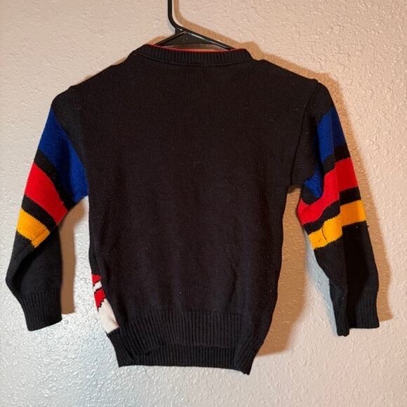 Mickey Donald Duck Black Kids Pullover Sweater Medium Acrylic Disney Vintage - Picture 2 of 8
